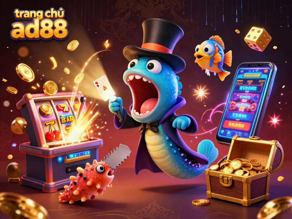 Experience excitement at trang chủ ad88, with vibrant 3D casino creatures performing mesmerizing card tricks.