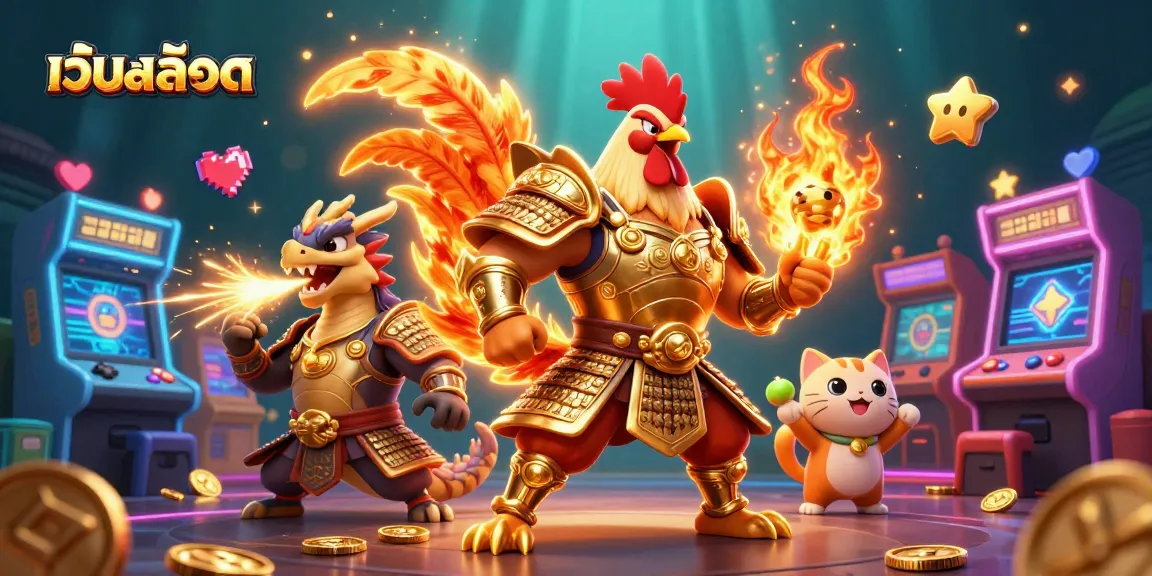 Engage with เว็บสล็อต through vibrant casino-themed gaming elements featuring unique characters.
