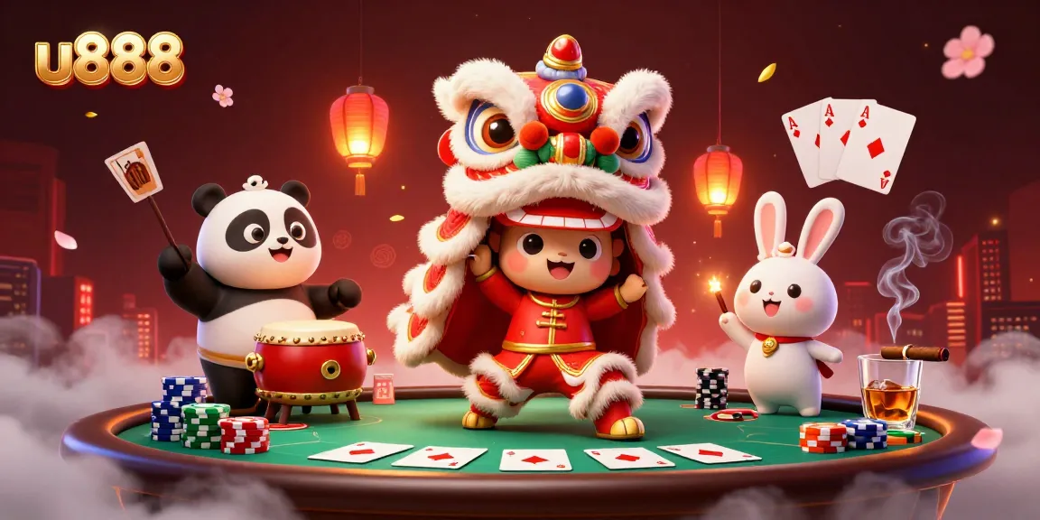 Experience thrilling gameplay at u888 with vibrant casino scene and lively characters.