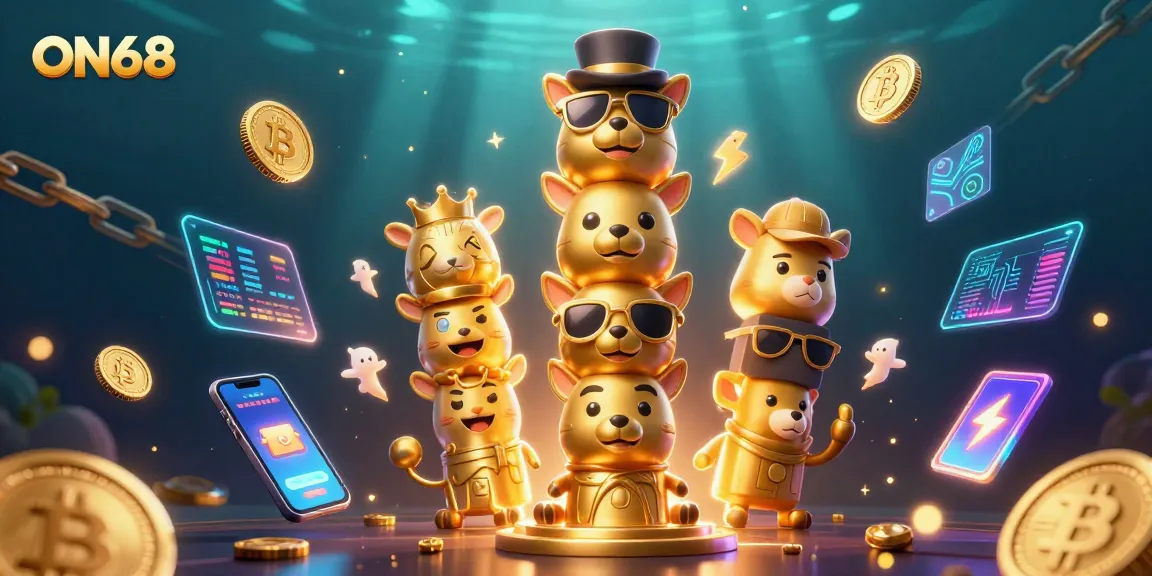 Enhance your gaming experience at ON68 with vibrant 3D casino-themed illustration.