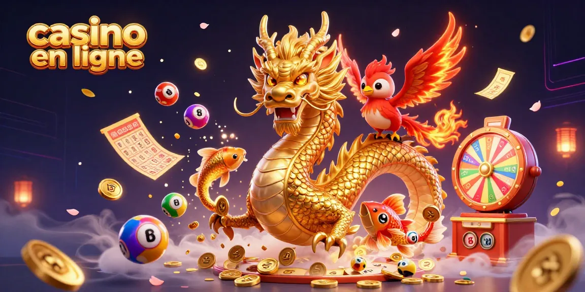 Interagissez avec le casino en ligne à travers des illustrations 3D vibrantes mettant en avant des jeux dynamiques et des symboles porte-bonheur.