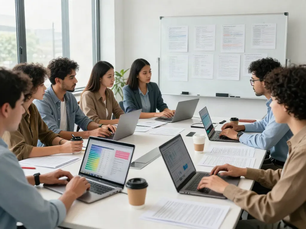 Team of professionals discussing Professional Tax Software solutions in a modern office.