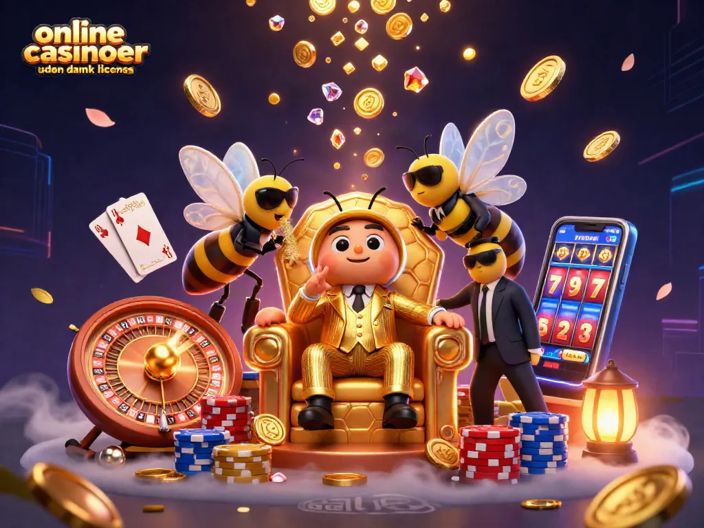 Experience the excitement of online casinoer uden dansk licens with a dynamic 3D casino illustration.