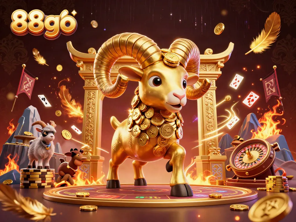 Experience the thrilling action at 88go with a golden ram charging into a vibrant casino atmosphere.