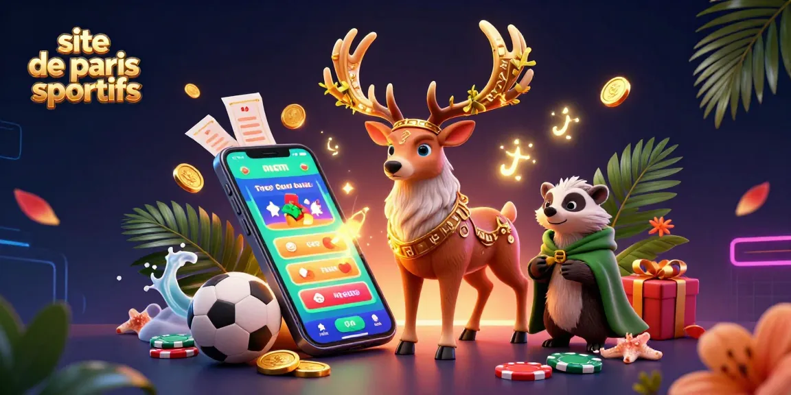 Pariez sur le site de paris sportifs avec une illustration 3D captivante de créatures magiques et d'éléments de jeu.