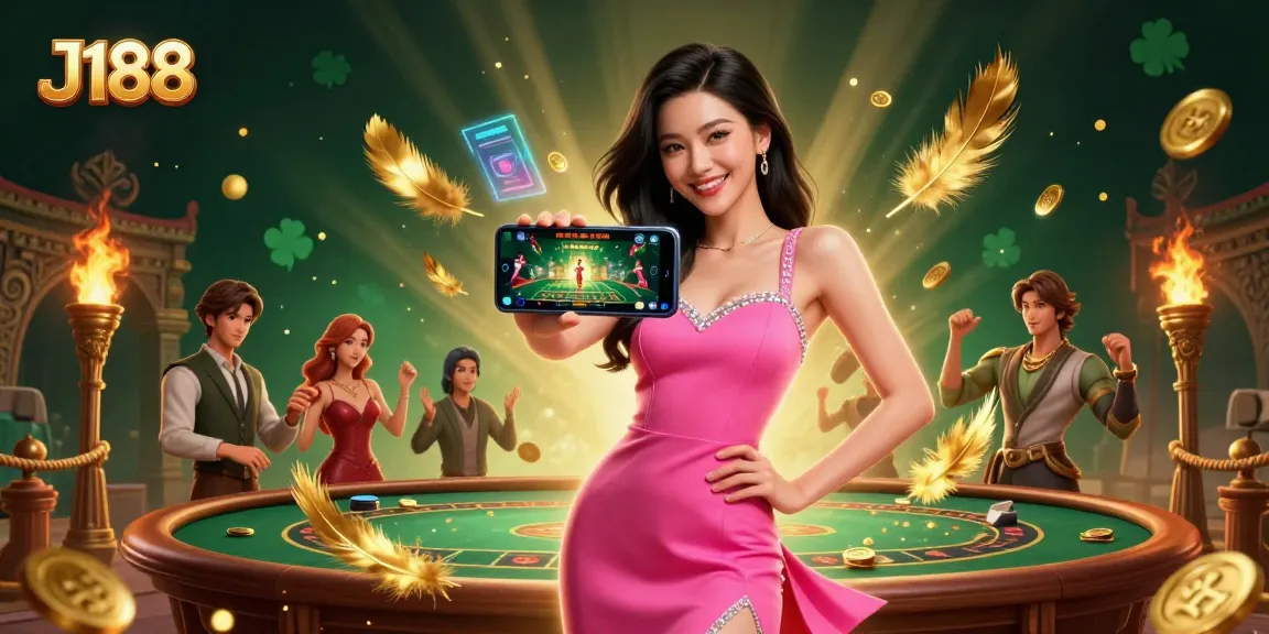 Engage in thrilling casino action with J188's stunning live dealer gaming experience showcased by a confident player.