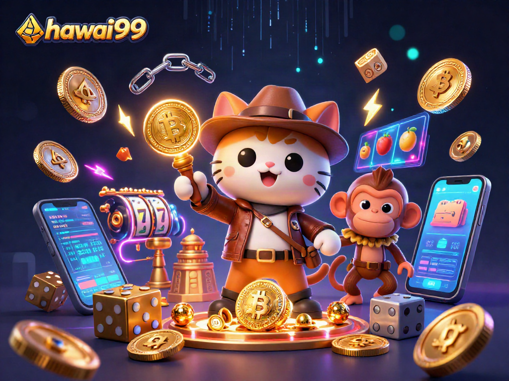 Engage with hawai99's vibrant casino adventure featuring treasures and cryptocurrencies in action.