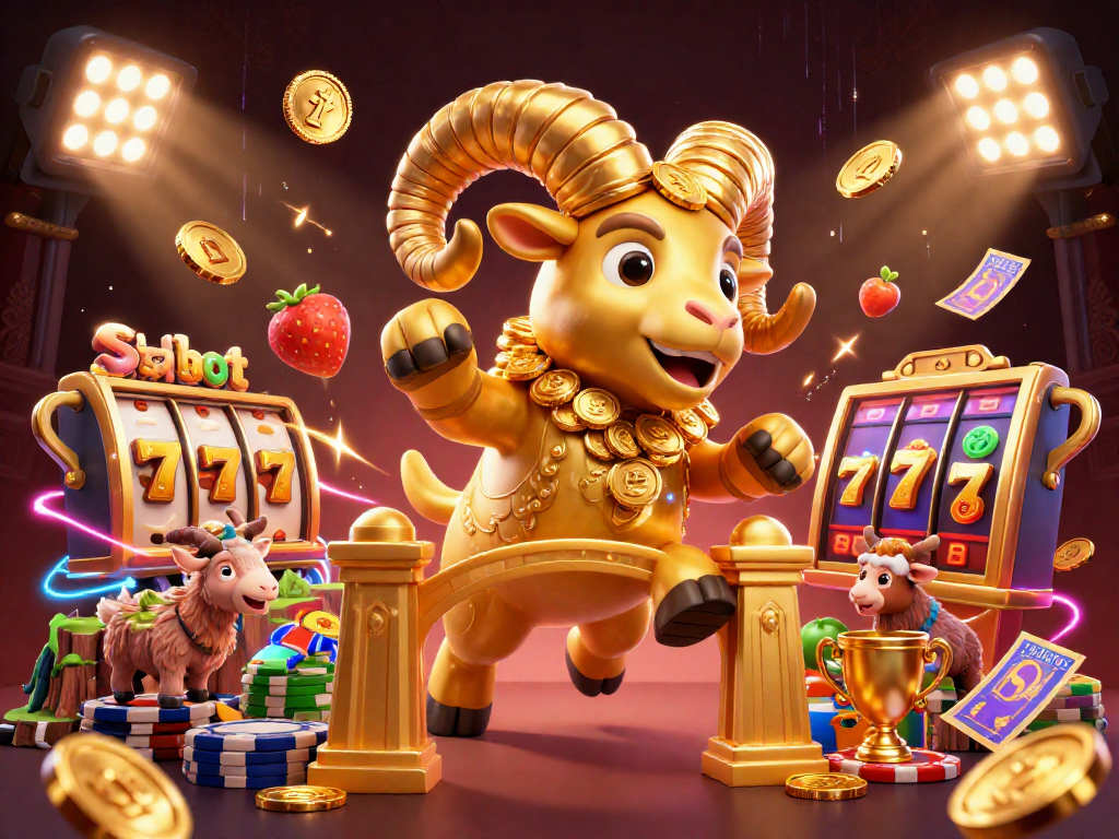Menangkan jackpot di slot Gacor123 dengan ilustrasi 3D berwarna cerah dan elemen kasino yang menarik