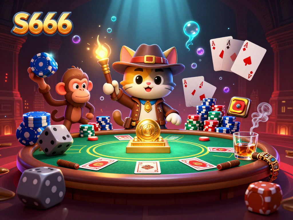 Experience the thrill of S666 with a vibrant casino scene of adventure and excitement.