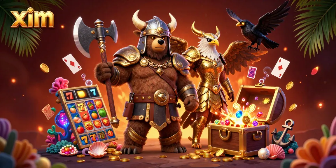 Engage in thrilling slot games at xim as a Viking berserker battles alongside a Valkyrie eagle.