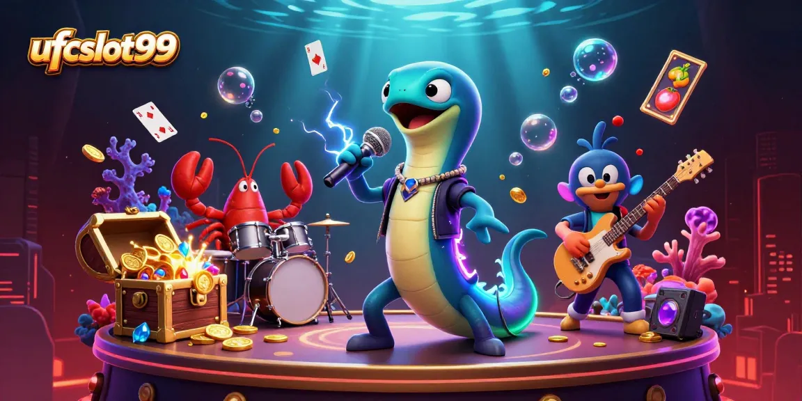 Experience vibrant underwater casino excitement with ufcslot99's lively characters and game elements.