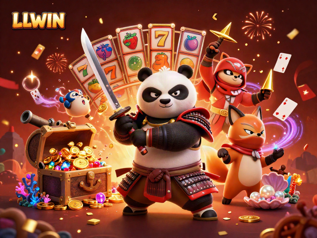 Experience excitement with LLWIN's vibrant 3D illustration capturing dynamic casino elements.