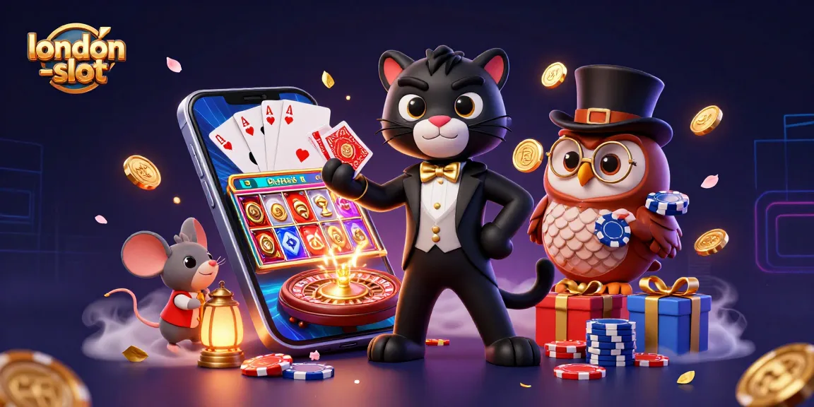 Engage with london-slot's immersive 3D cartoon casino scene featuring a stylish black panther dealing cards.