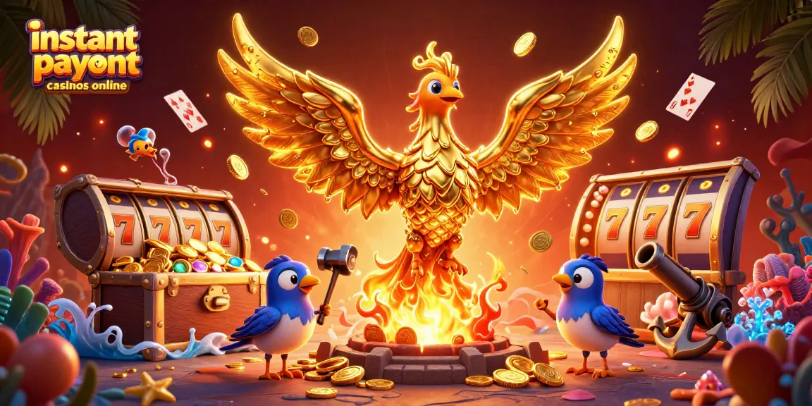 Play thrilling games at instant payout casinos online with this vibrant casino-themed illustration.