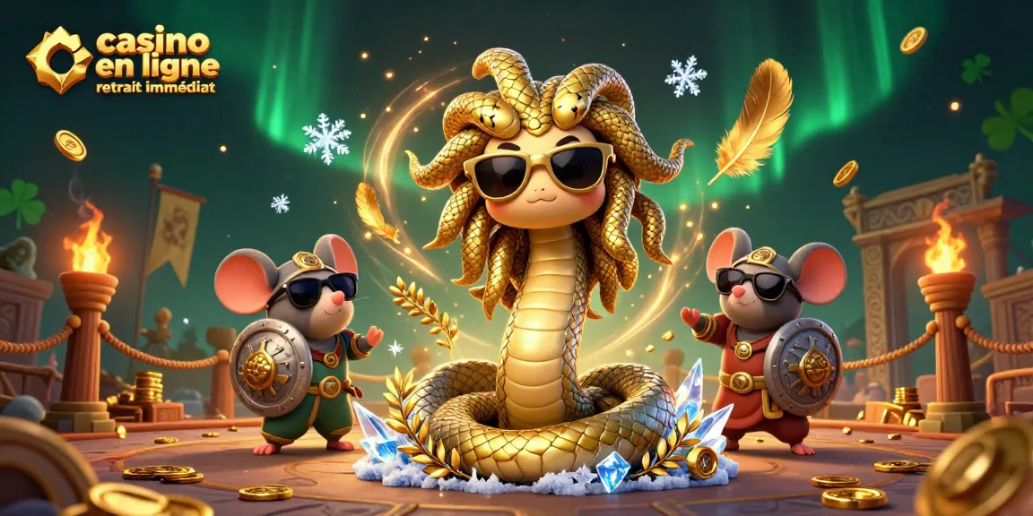 Retirez vos gains instantanément avec casino en ligne retrait immédiat dans une scène dynamique de mythologie grecque et de jeux de casino.