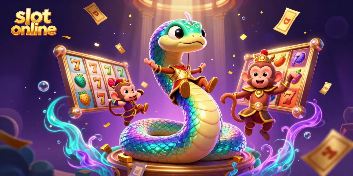 Play thrilling slot online games with vibrant visuals and dynamic actions, featuring magical creatures and symbols.