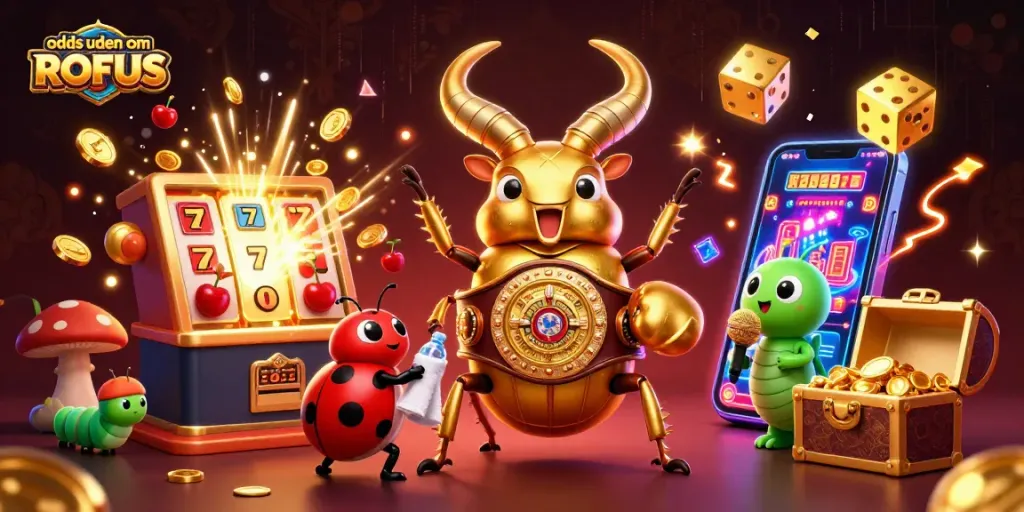 Engage with odds uden om ROFUS while enjoying a vibrant 3D casino battle scene.