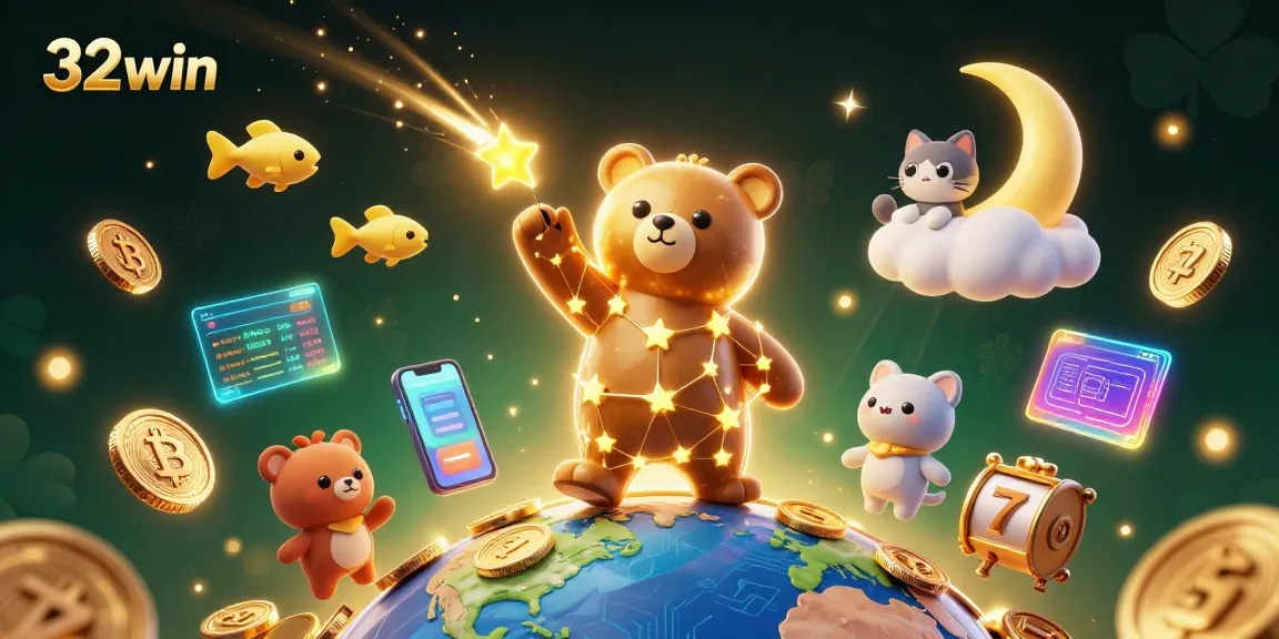 Experience thrilling gameplay at 32win with a constellation bear and vibrant casino elements.