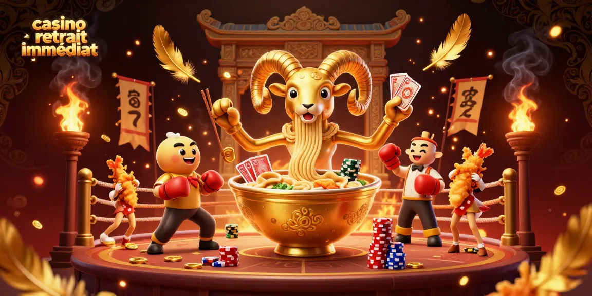 Un casino retrait immédiat exaltant avec un bol de ramen géant, des cartes et des jetons bonus