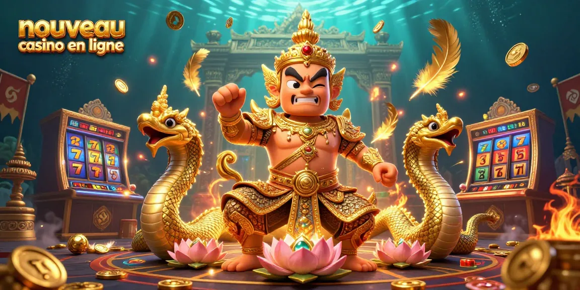 Explorez le monde du nouveau casino en ligne avec des gardiens et des éléments dorés.