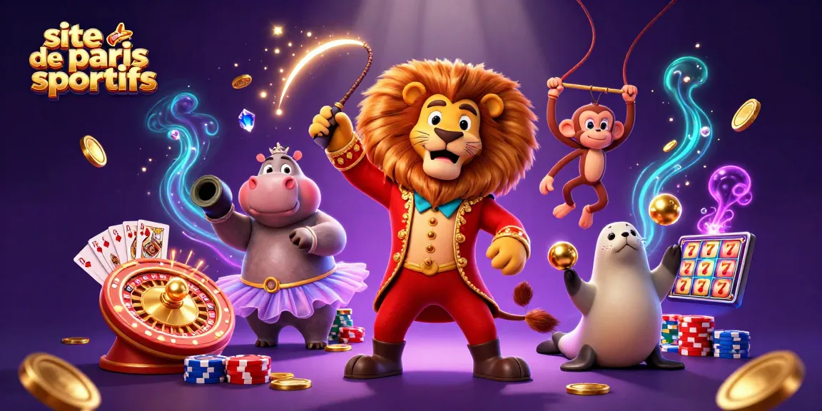 Un spectacle de casino dynamique sur un site de paris sportifs avec des personnages animés.