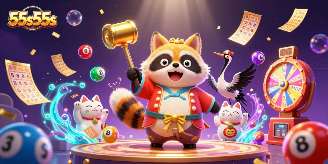 Experience exciting lottery fun and wins with 55s55s, featuring vibrant characters and dynamic gaming elements.