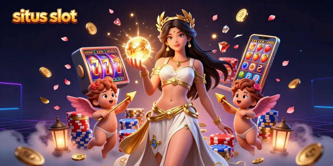 Experience the excitement of situs slot with vibrant gaming symbols and characters in a captivating casino scene.