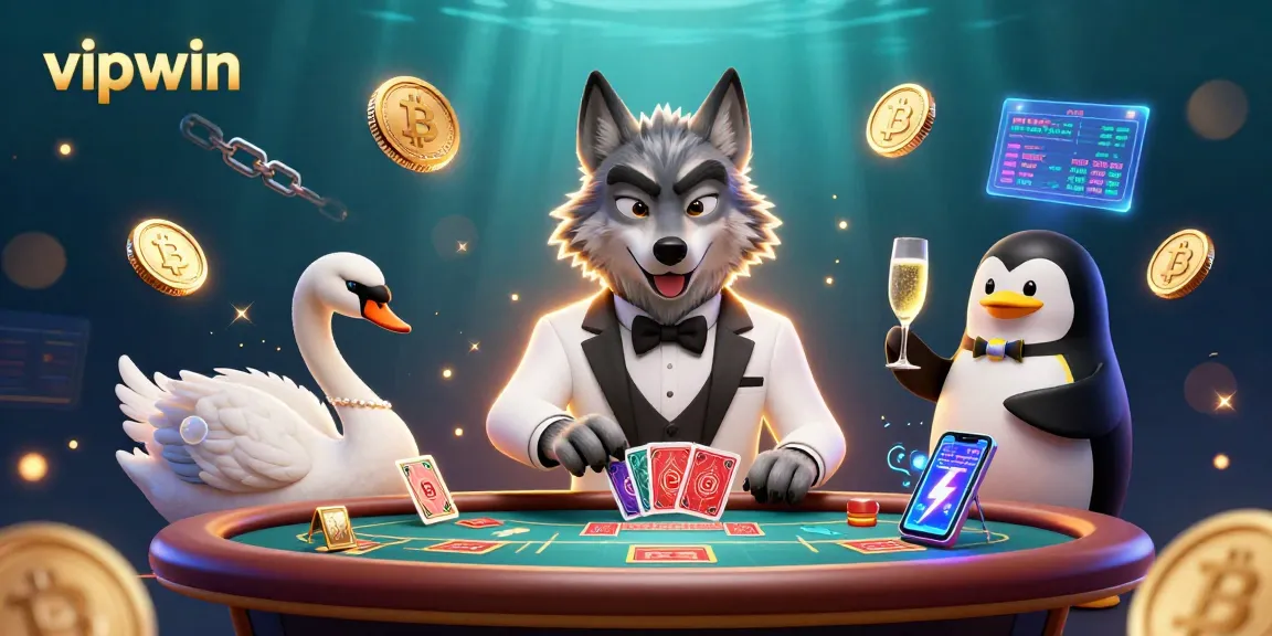 Experience thrilling games at vipwin with captivating characters in a vibrant casino scene.