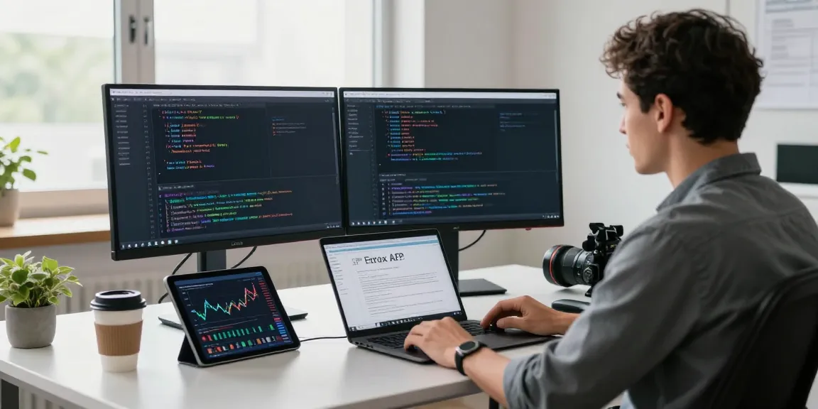 US soybean real-time data API showcased in a developer's dynamic workspace with monitors displaying market analytics.