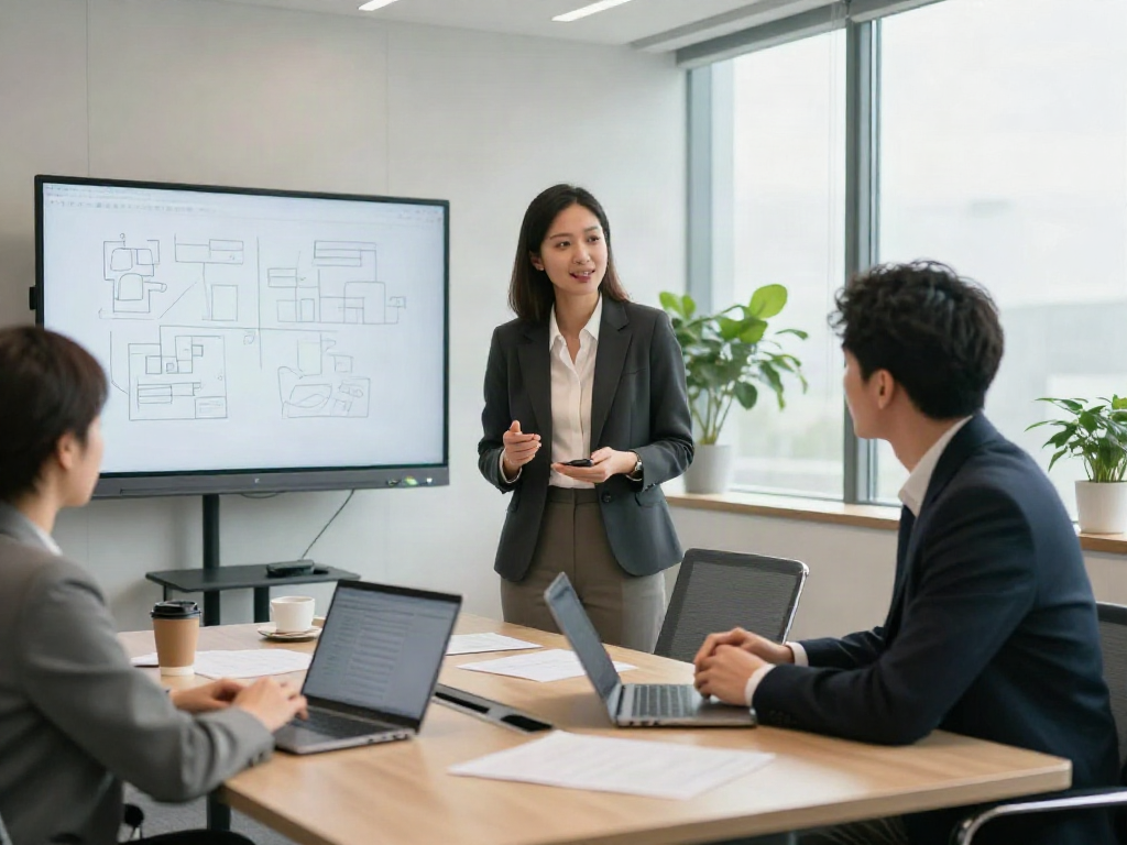 Engaging discussion showcasing PedroVazPaulo Executive Coaching in a modern office setting.