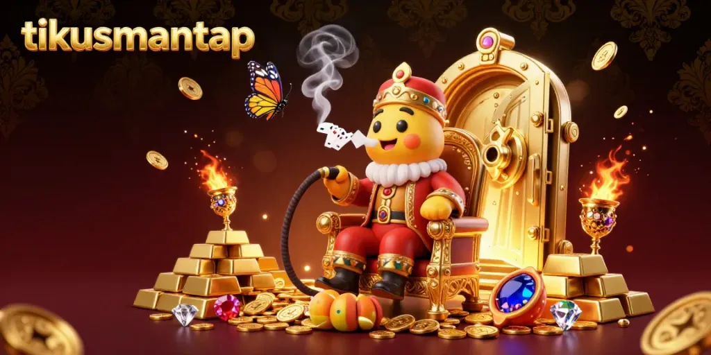 Experience tikusmantap with a lavish 3D scene featuring a hookah-master and lush casino elements.