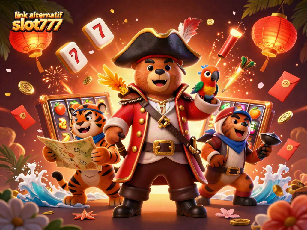 Experience thrilling slot adventures with link alternatif slot777 in an action-packed casino scene.