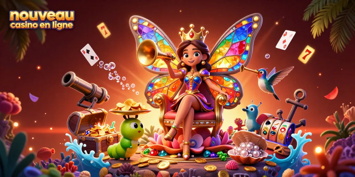 Découvrez le nouveau casino en ligne avec une reine papillon et des éléments de jeu captivants.