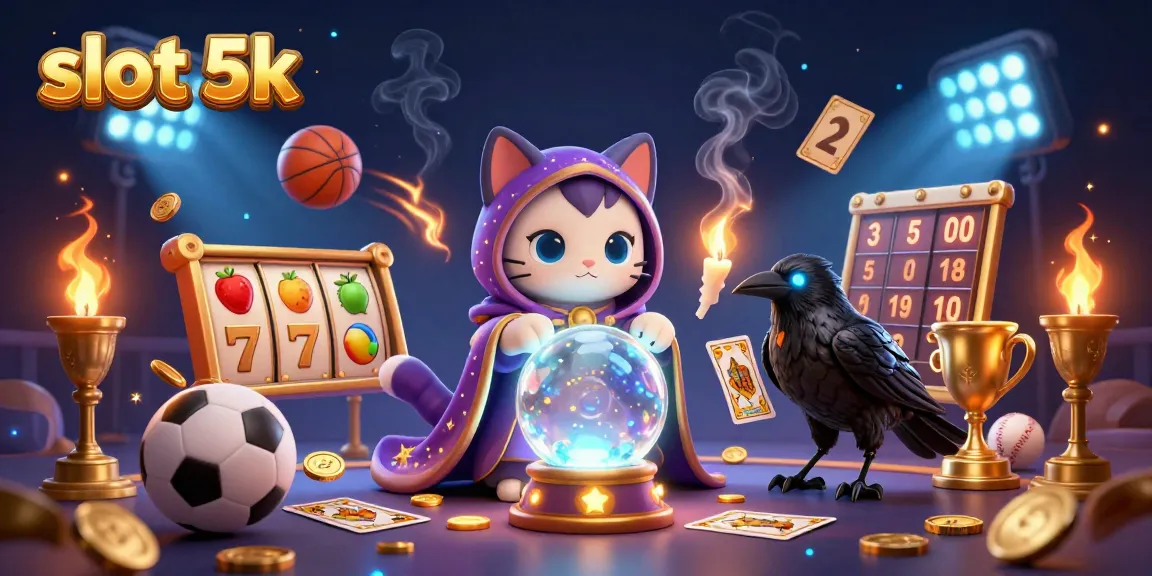 Engage with slot 5k in this vibrant 3D illustration featuring magical symbols and casino elements in action.