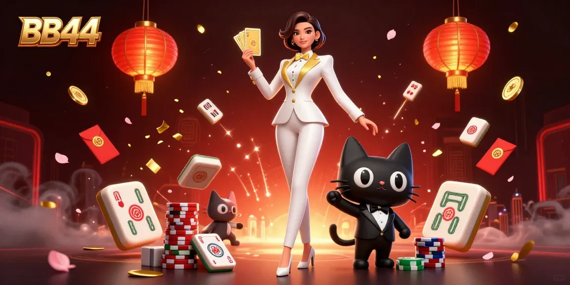 Experience thrilling gaming with BB44's vibrant 3D casino illustration featuring dynamic elements.