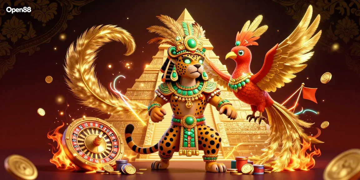 Engage with Open88's vibrant casino atmosphere filled with dynamic characters and gaming elements.