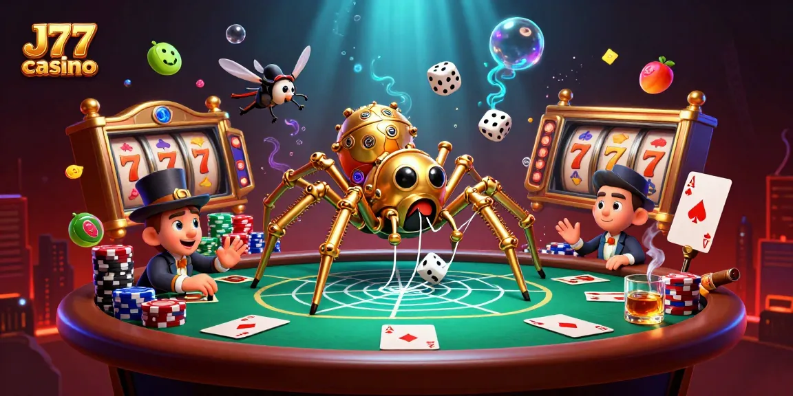 Join the excitement at J77 casino with vibrant slot reels, lucky 7s, and intense poker action.