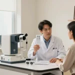 Eye clinic consultation showing personalized care in open resource source settings.