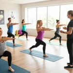 Group workout session at Rokok88 super's wellness studio promoting healthy lifestyles.