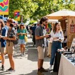 Explore the vibrant vintage market atmosphere, discovering unique rokok88 collectibles and retro fashion treasures.