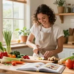 Cooking delicious meals with fresh ingredients including ginger and lemongrass while highlighting สล็อต techniques.